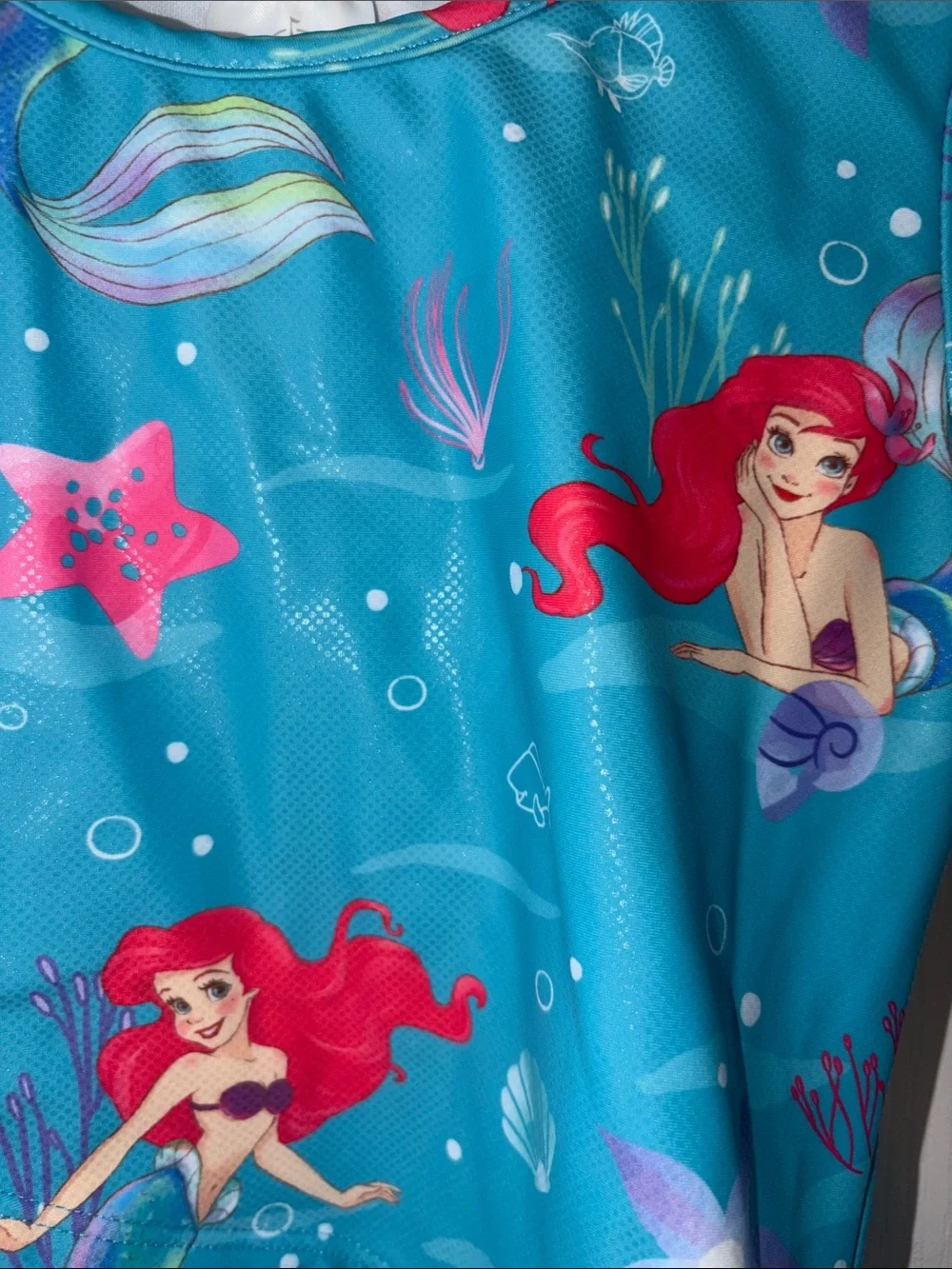 Disney Little Mermaid Swimsuit Rash Guard with Sparkle Tulle Bottoms